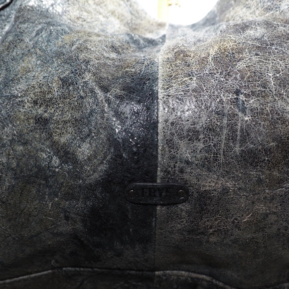 RARE Frye Deborah Studded Slate Gray Leather Bag + Matching Zip Wallet - Picture 11 of 15